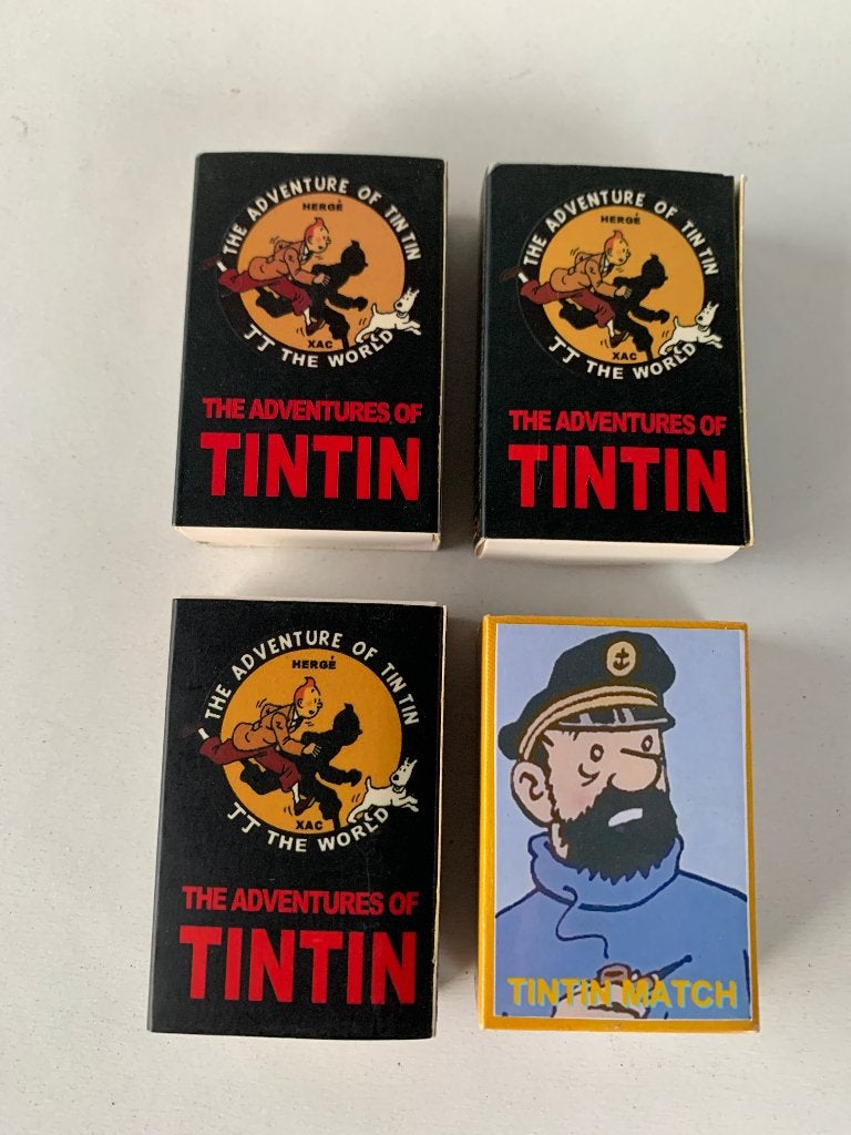 STRIPFIGUUR KUIFJE: SET 4 LUCIFERDOOSJES, Ophalen of Verzenden, Kuifje, Nieuw, Gebruiksvoorwerp