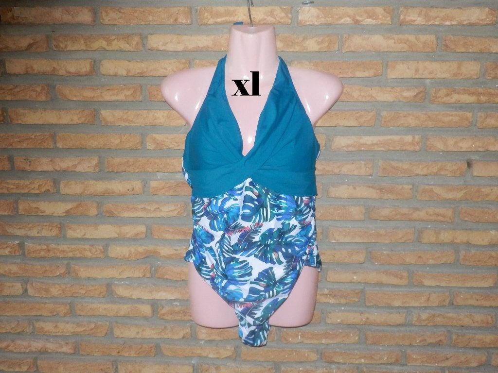 (82)- maillot femme t.XL bleu vert - shein -, Blauw, Badpak, Ophalen of Verzenden, Zo goed als nieuw