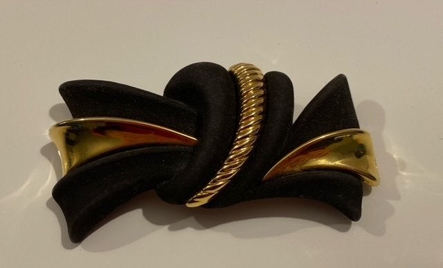 Zwart / gouden strik-broche, Handtassen en Accessoires, Broches, Overige materialen, Zwart, Nieuw, Ophalen of Verzenden