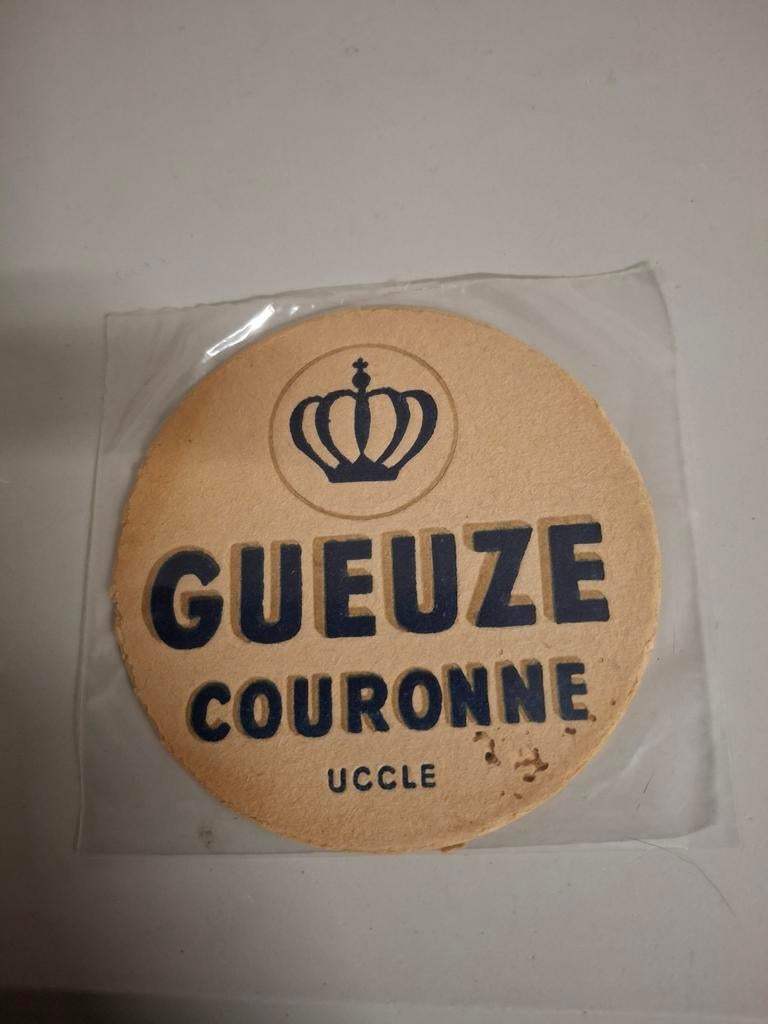 Oud bierviltje gueuze couronne uccle, Collections, Enlèvement ou Envoi