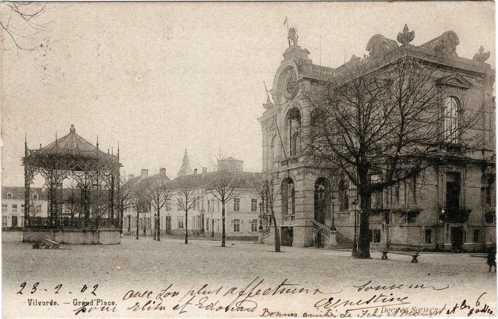 Carte postale ancienne Vilvoorde Grand'Place Kiosque 1902, Envoi, Avant 1920, Affranchie, Brabant Flamand