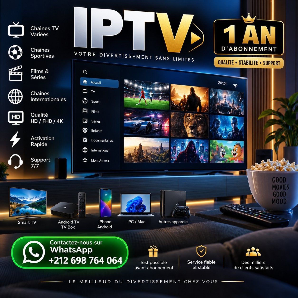 Abonnement IPTV Premium –  Essai Gratuit, Enlèvement ou Envoi, Comme neuf