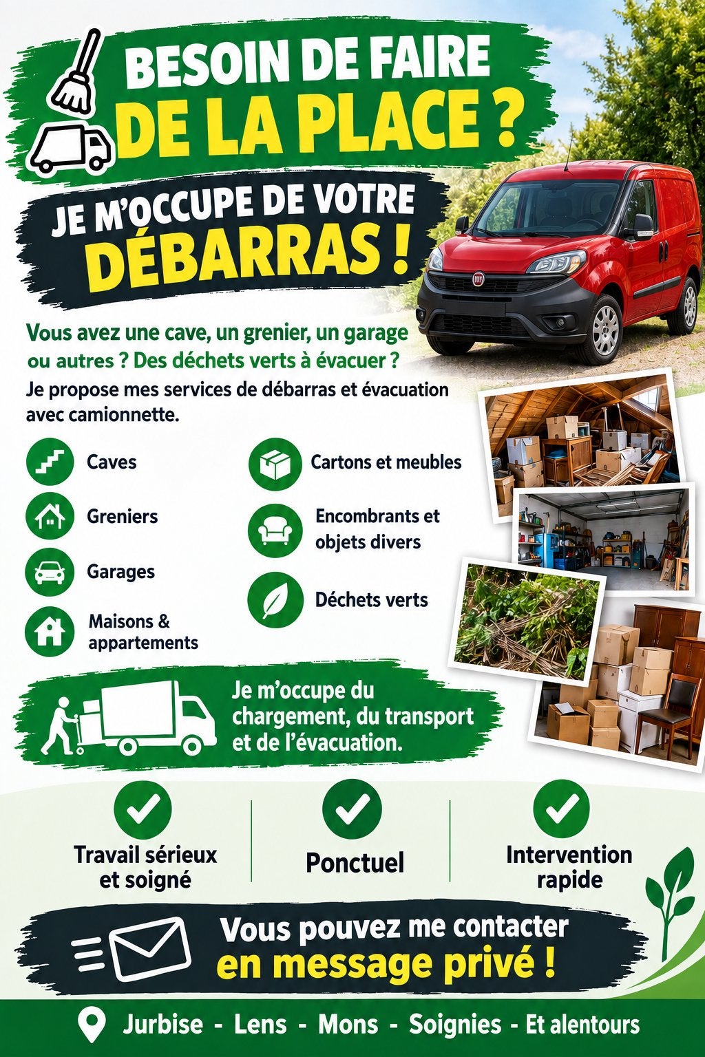 Debarras d’encombrants, dechets verts ou autres, Huis en Inrichting, Verzenden
