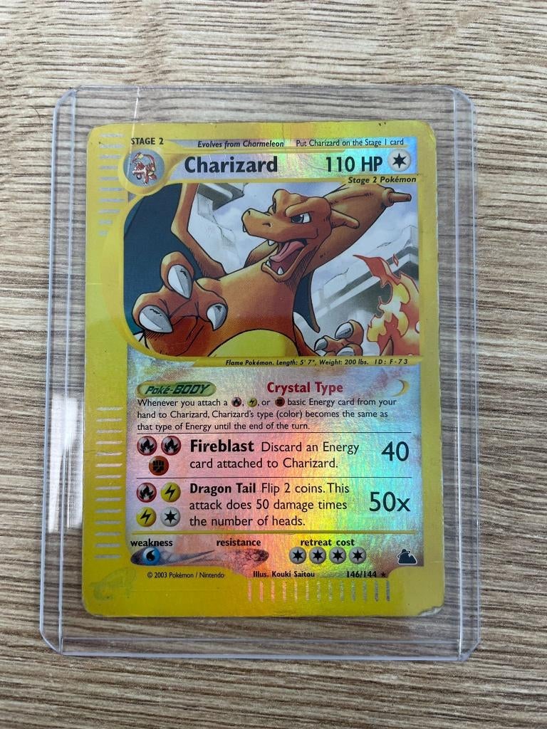 Charizard Crystal Type 146/144 Skyridge, Hobby en Vrije tijd, Verzenden, Gebruikt, Losse kaart