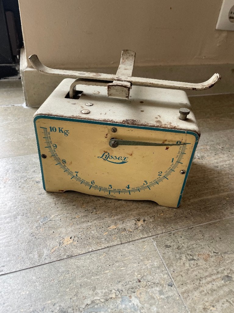 Vintage lyssex huishoudweegschaal (zwitsers merk). Col, Antiek en Kunst, Ophalen of Verzenden