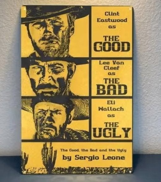 Vintage metalen bordje The good, the bad, the ugly (30x20cm), Ophalen of Verzenden, Nieuw