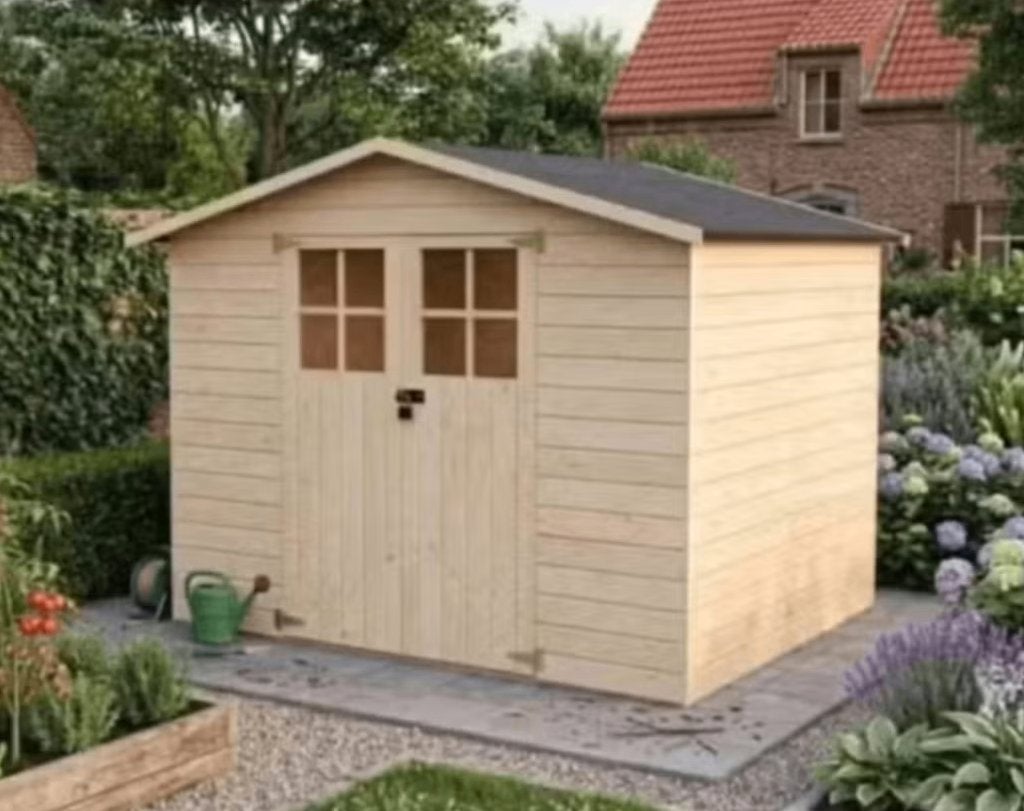 Dennenhouten tuinhuis 5,3m2, Tuin en Terras, Ophalen, Gebruikt, Hout, Tuinhuis