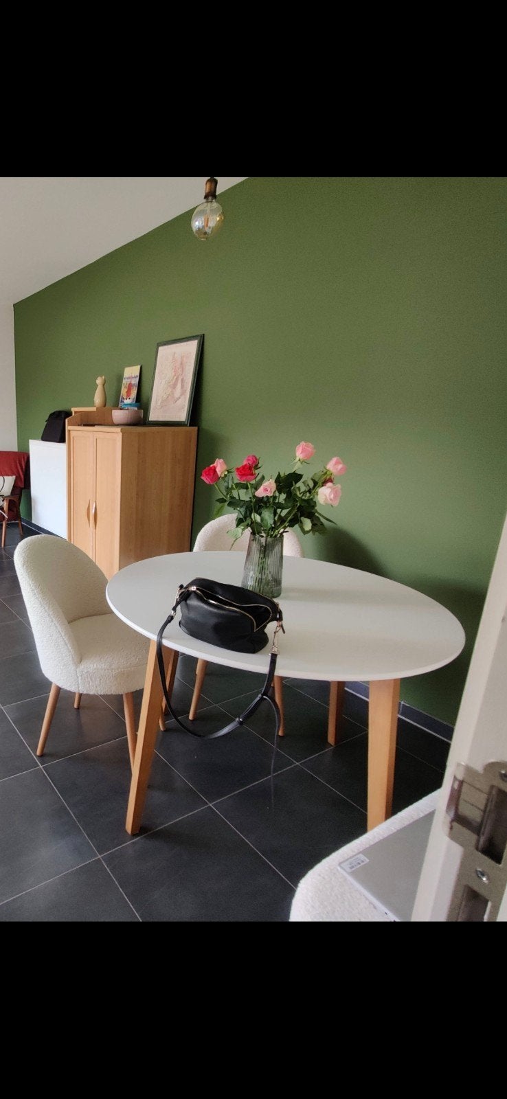 Tafel JEGIND Ø105 wit/naturel, Huis en Inrichting, Ophalen