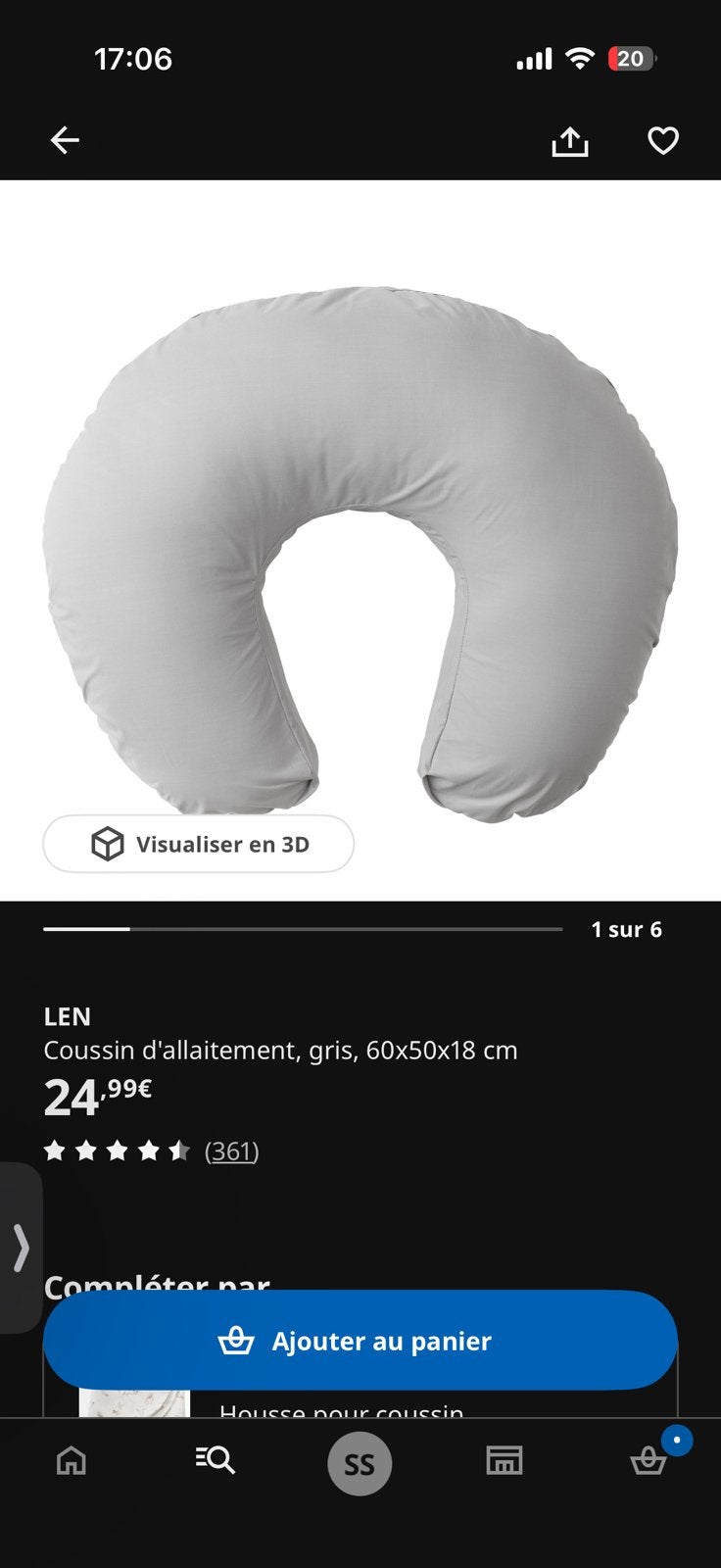 Coussin allaitement IKEA, Enfants & Bébés, Enlèvement, Comme neuf, Housse lavable/amovible, Coussin d'allaitement