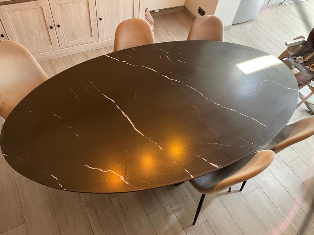 Te koop:  vol keramisch tafelblad Laurent Noir Wervik, Neuf, 100 à 150 cm, Enlèvement, Algu dessing