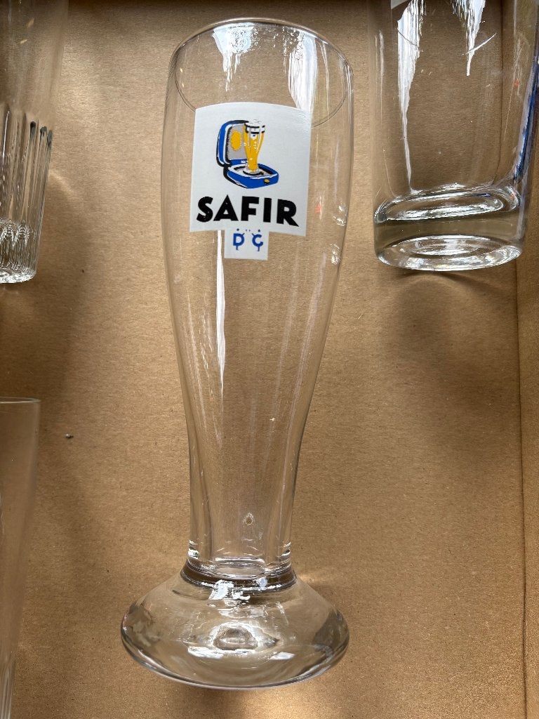 Safir - hoog glas, Verzamelen, Biermerken, Gebruikt, Glas of Glazen, Overige merken, Ophalen of Verzenden
