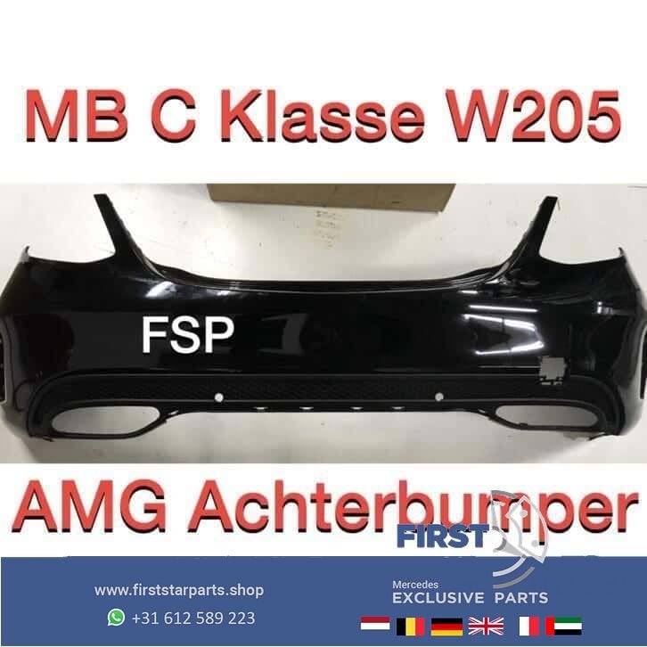 W205 AMG Achterbumper zwart Mercedes C Klasse 2014-2018 PDC, Auto-onderdelen, Gebruikt, -, Ophalen of Verzenden, Achter