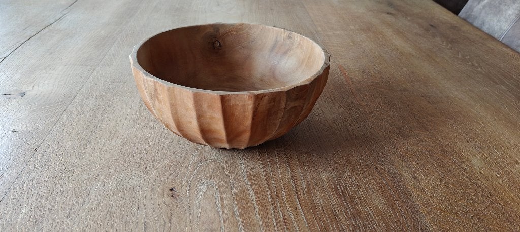 Houten schaal, Huis en Inrichting, Woonaccessoires | Schalen en Manden, Ophalen, Gebruikt, Schaal, Rond
