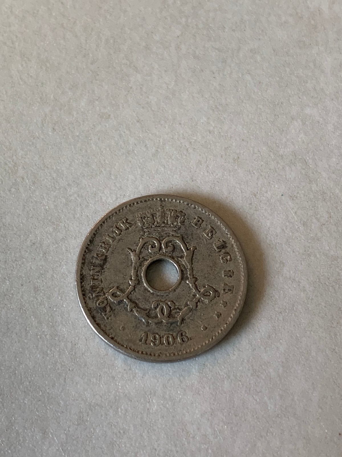 Belgische munt van 5 centiem 1906, Ophalen of Verzenden