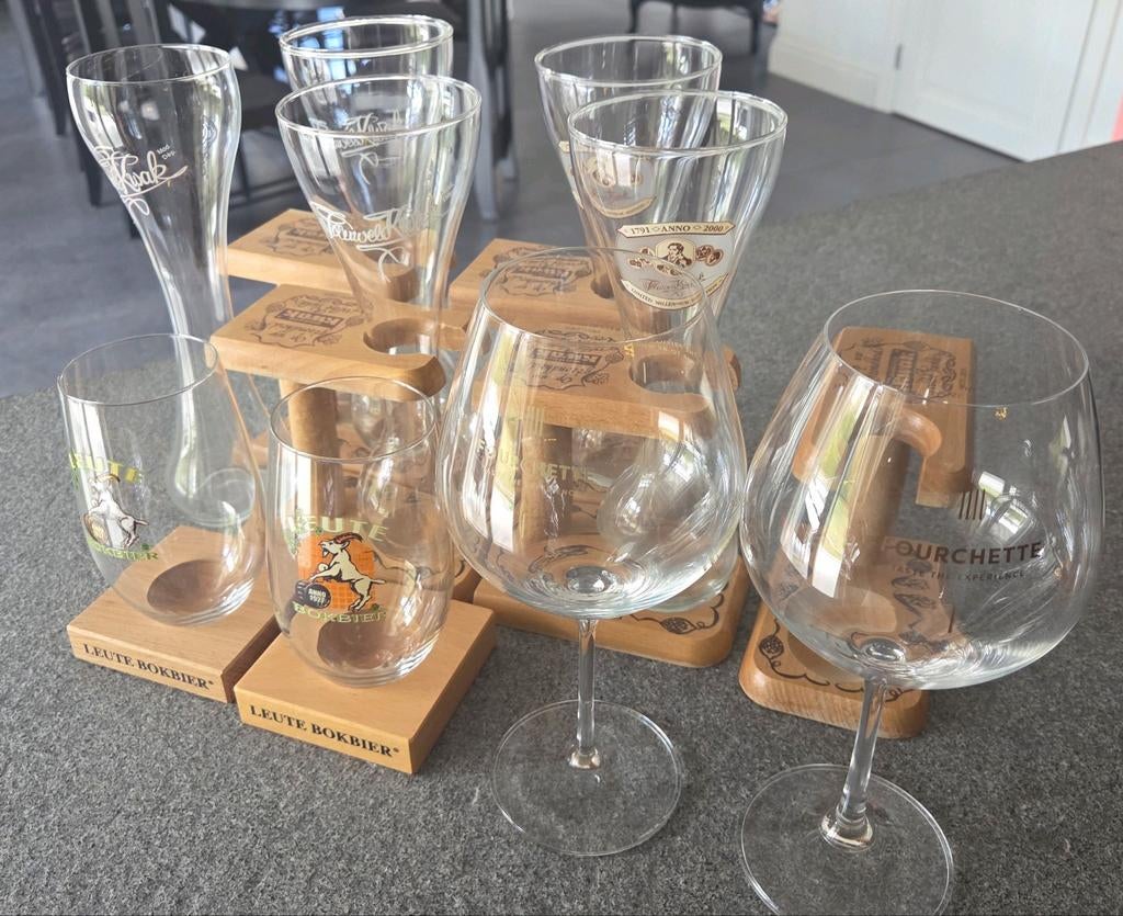 Set verzamel bierglazen Kwak, Leutebok, Fourchette, Ophalen, Zo goed als nieuw, Bierglas