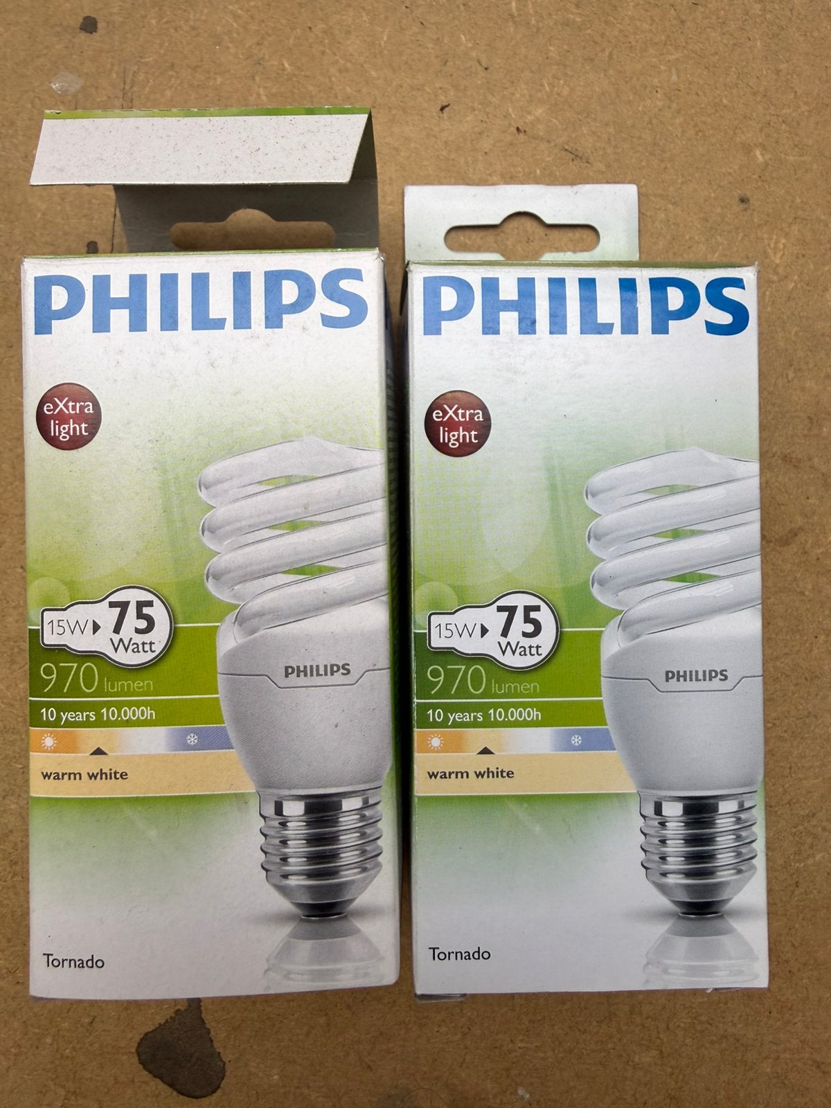 2x Philips Tornado Spaarlamp 15W (75W) E27 – Warm Wit, Enlèvement, Blanc chaud, Ampoule économique, Philips