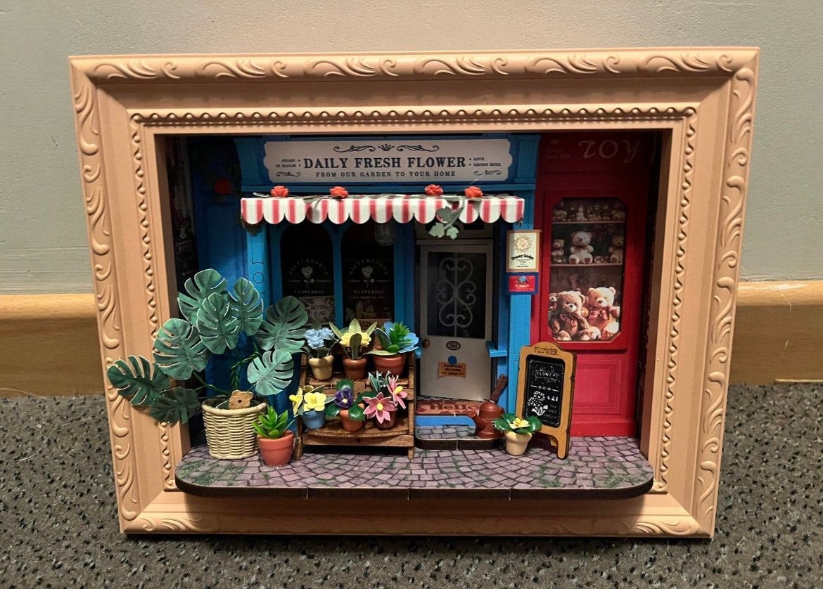 Diorama 3D kader bloemenwinkel met licht, Enlèvement, Comme neuf, Diorama