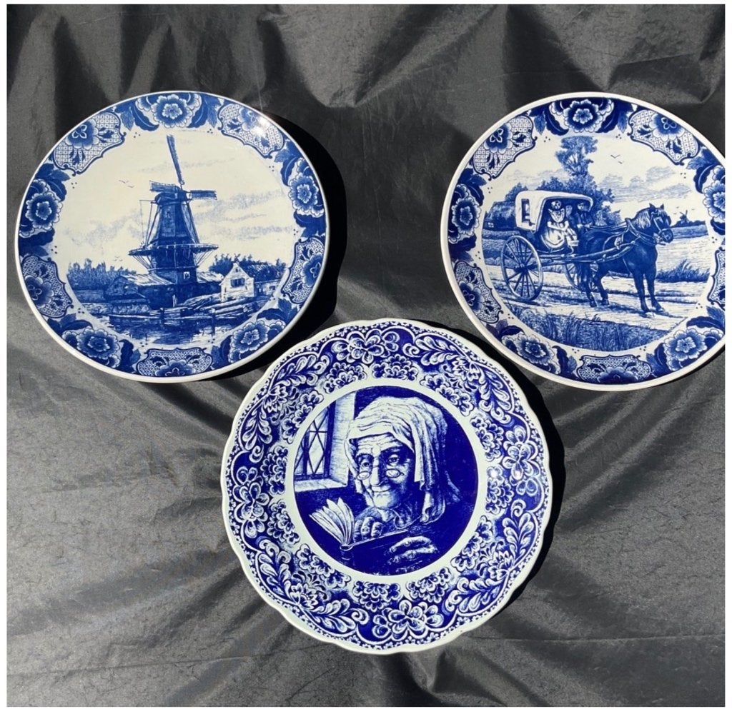Lot de 3 Assiettes - faïence de Delft, Antiquités & Art, Enlèvement ou Envoi