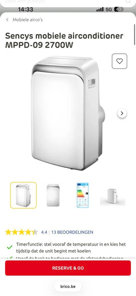 Mobiele airco Sencys – 9000 BTU, Enlèvement, Comme neuf, Climatiseur mobile