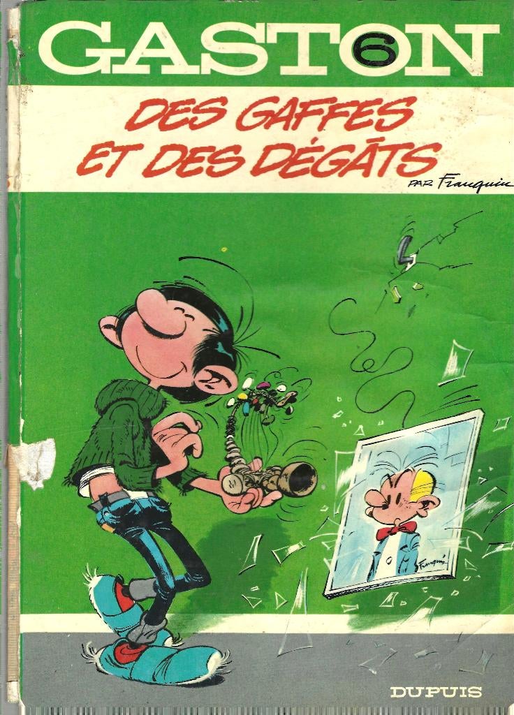 Gaston Lagaffe 6 Des Gaffes et Des Dégâts EO 1968, Gelezen, Eén stripboek, Ophalen of Verzenden, Franquin
