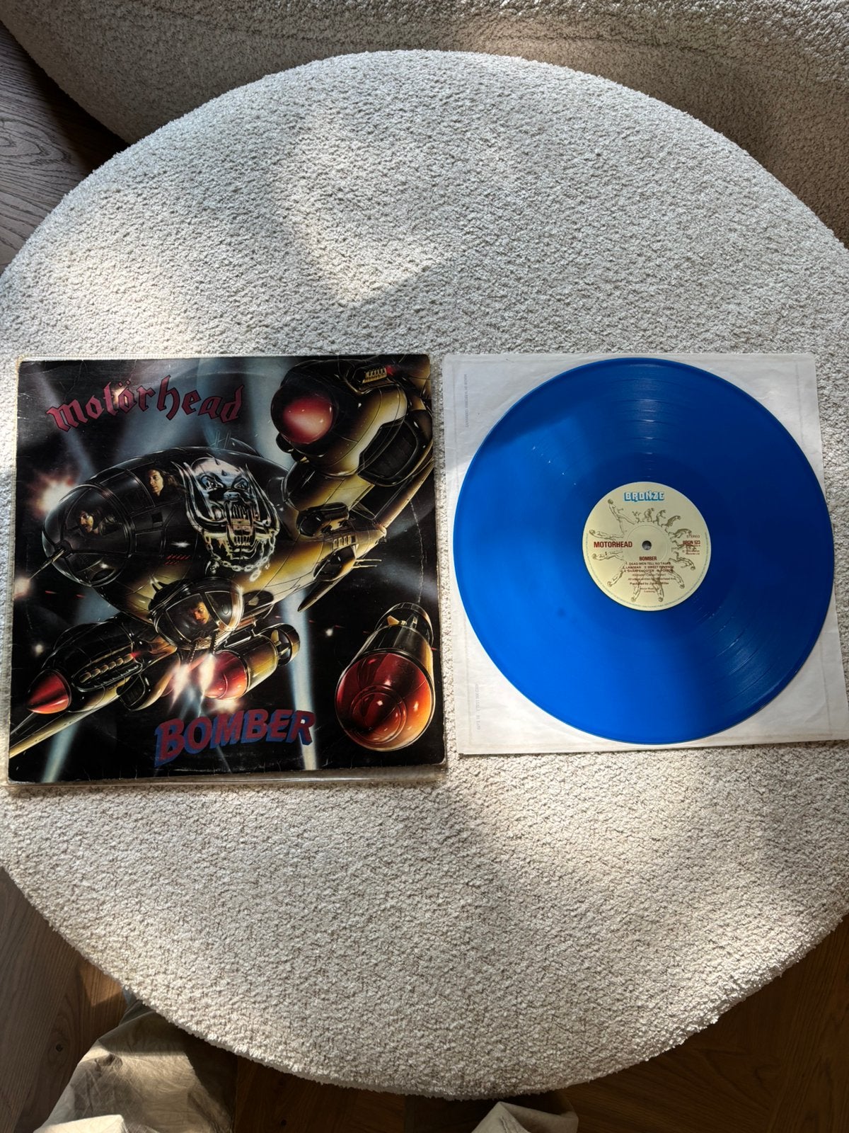 Lp motörhead - bomber blauw vinyl vg+, Originele persing, Ophalen of Verzenden, Zo goed als nieuw