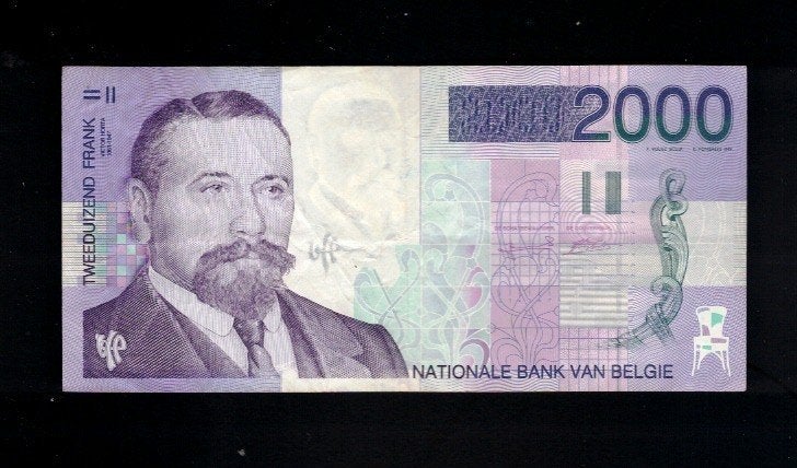 Bankbiljet België 2000 Frank  -  Victor Horta  -  6, Postzegels en Munten, Ophalen of Verzenden, Los biljet