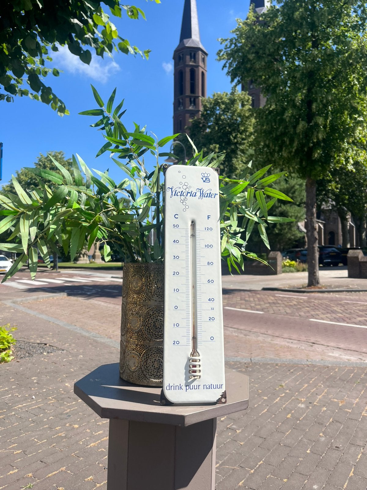 Emaille Thermometer Reclame Bord Victoria Water, Verzamelen, Ophalen of Verzenden, Gebruikt