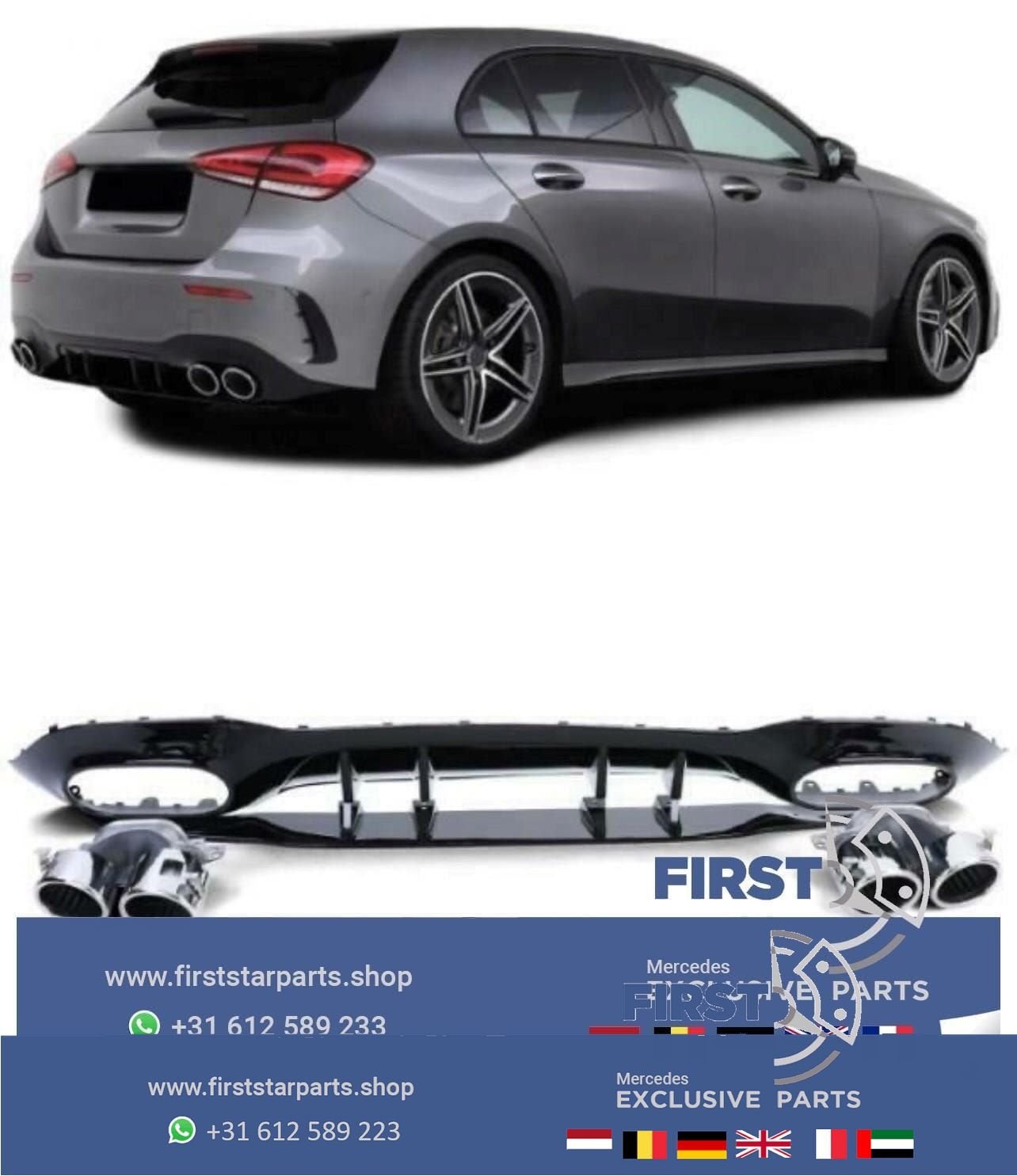 W177 A45 S AMG DIFFUSER + UITLAAT SIERSTUKKEN AERO PAKKET Me, Auto-onderdelen, Gebruikt, -, Ophalen of Verzenden, -