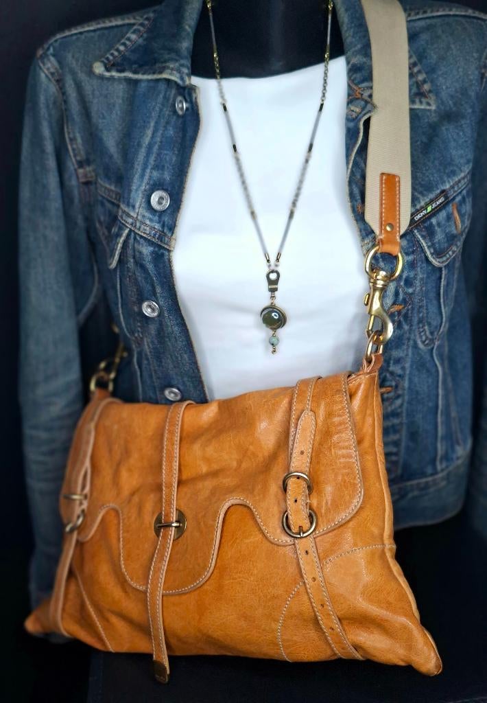 Miu Miu handtas – cognackleurig kalfsleder, vintage, Handtassen en Accessoires, Tassen | Damestassen, Gebruikt, Handtas, Overige kleuren