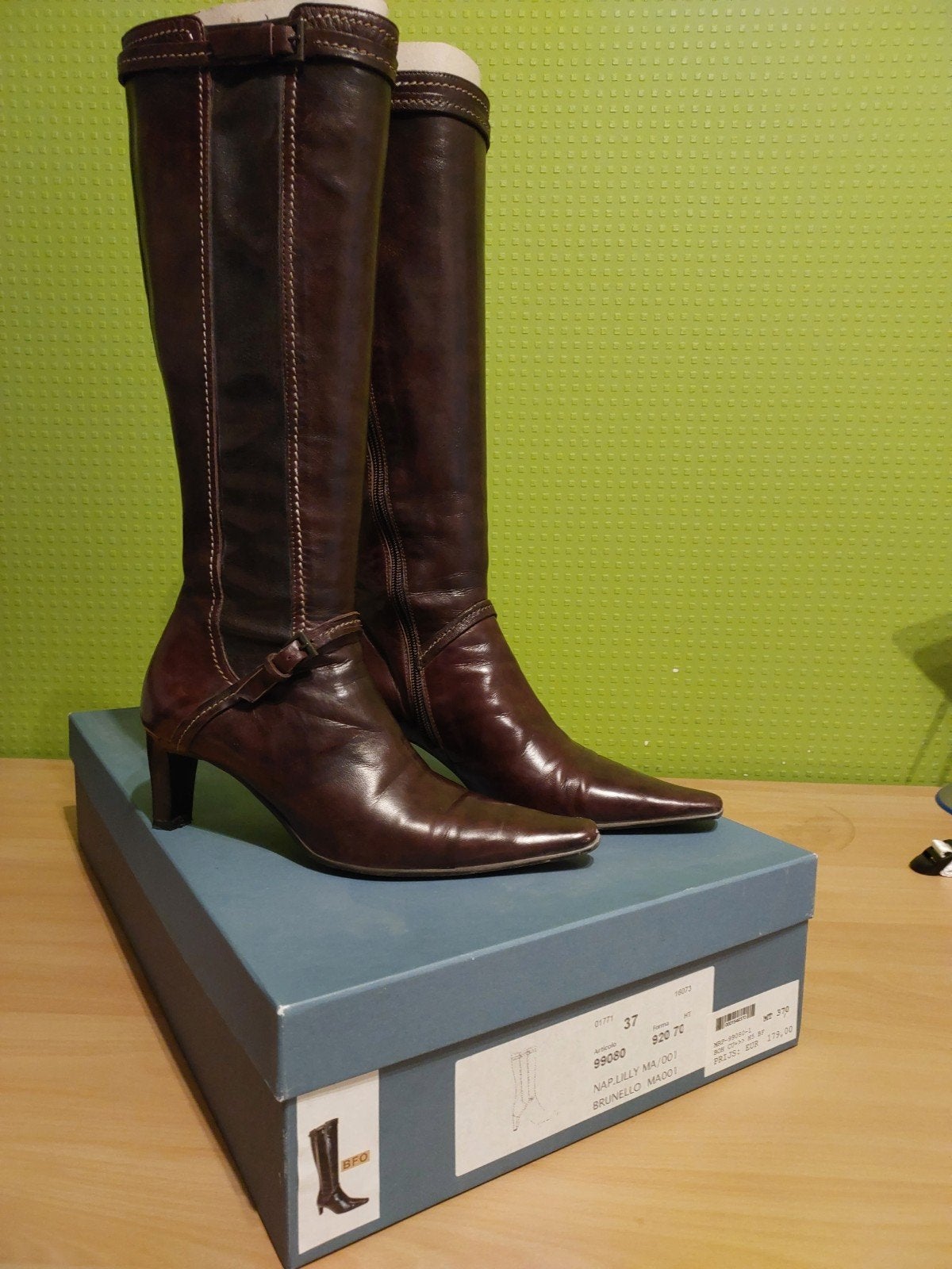 lederen laarzen, Enlèvement ou Envoi, Comme neuf, Brun, Bottes hautes