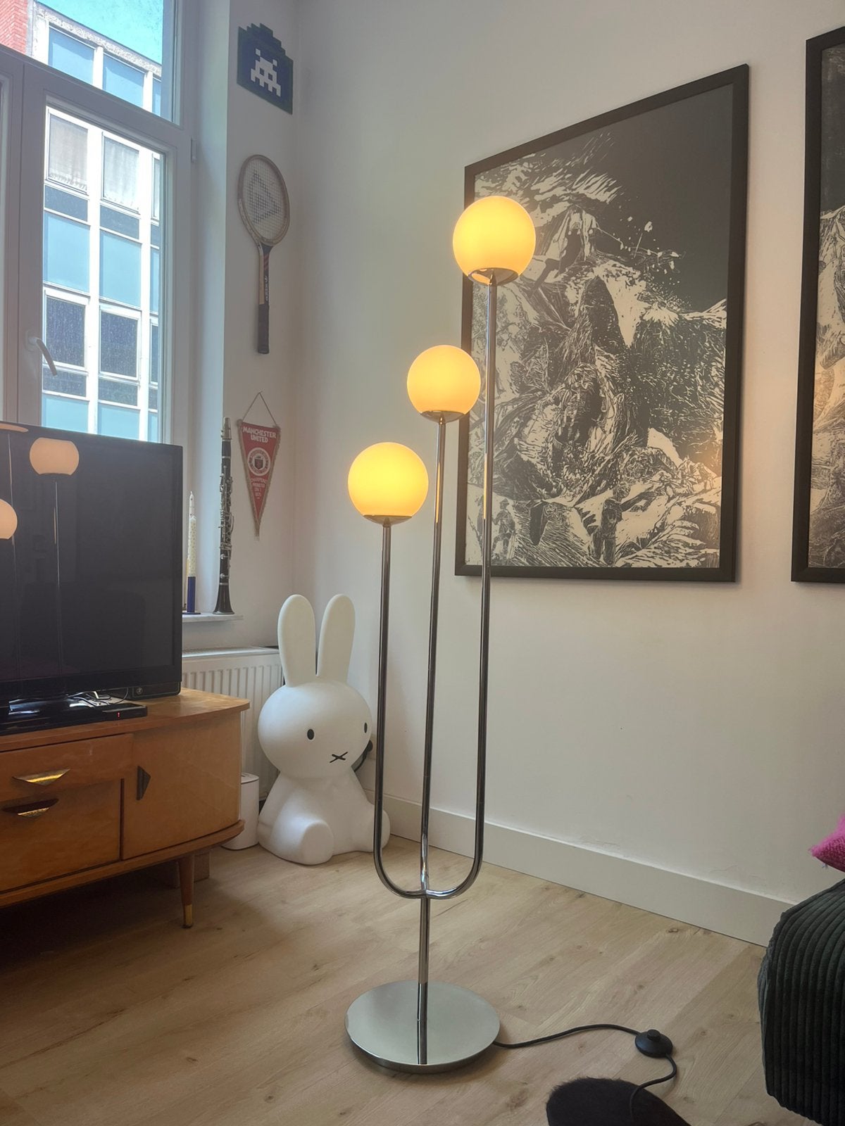 IKEA Simrishamn vloerlamp, Enlèvement, Comme neuf, Verre, 150 à 200 cm