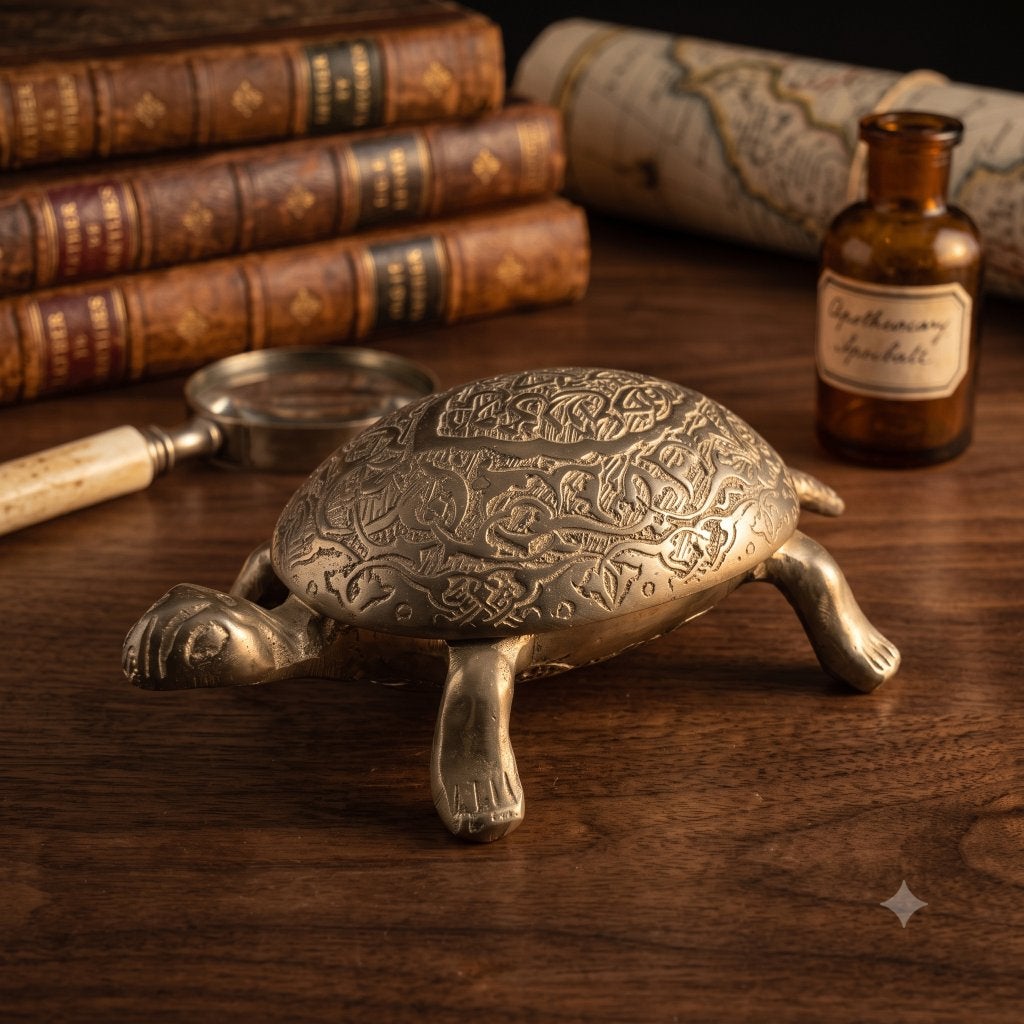 Vintage gepatineerde koperen schildpaddoos - decoratieve zak, Antiek en Kunst, Antiek | Brons en Koper, Ophalen of Verzenden