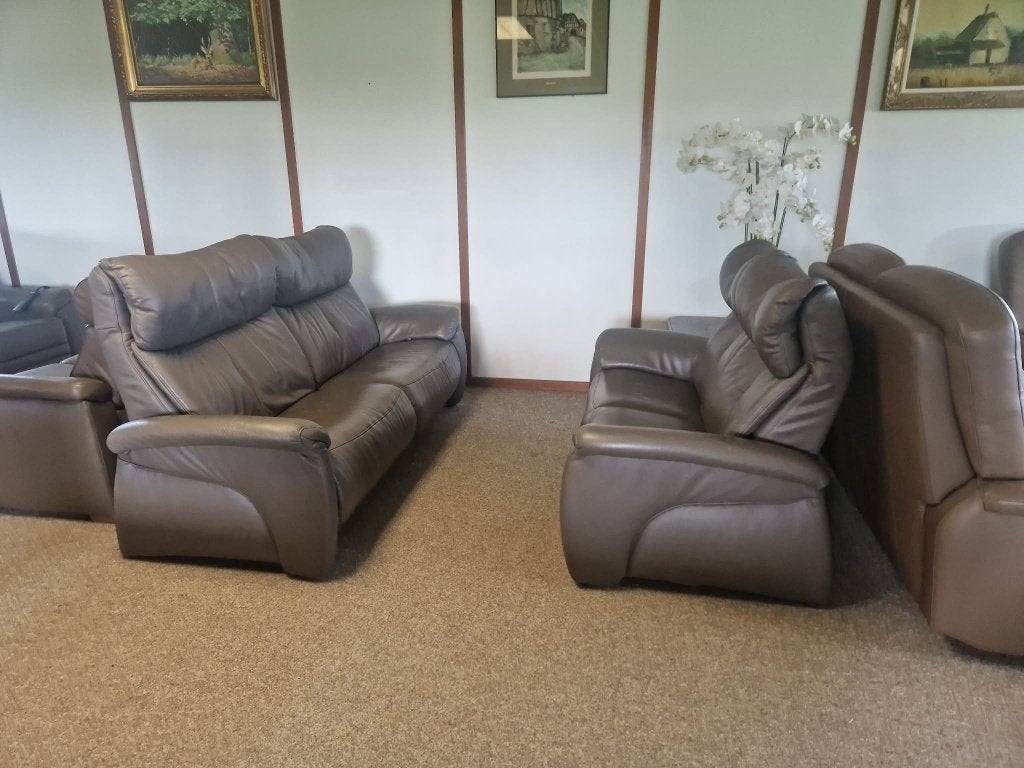 BUFFELLEDER SALON MET 4 RELAXEN 3 EN 2 ZIT, Huis en Inrichting, Ophalen, Gebruikt, Leer