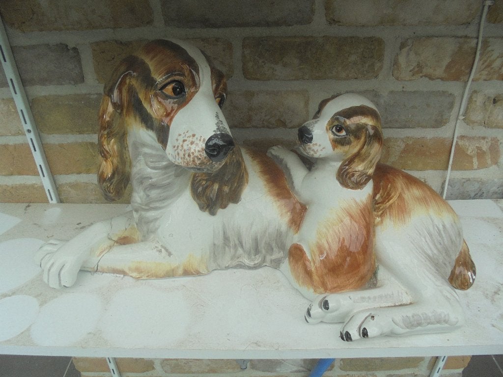 statue en porcelaine chiens 62x30x30 cm chien, Enlèvement ou Envoi, Utilisé, Animal