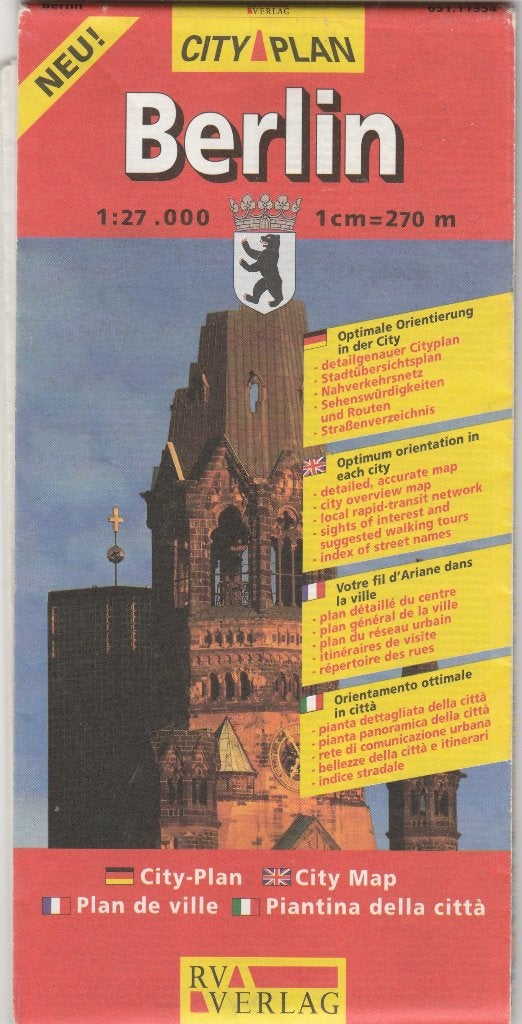 Berlin , plan de la ville, Livres, Guides touristiques, Autres marques, Rv Verlag, Utilisé, Autres types