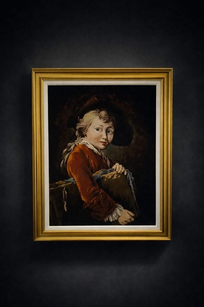 Groot wandtapijt van canvas met kruissteek, Huis en Inrichting, Woonaccessoires | Wanddecoraties, Gebruikt, Wandkleed, Rood, Handgemaakt