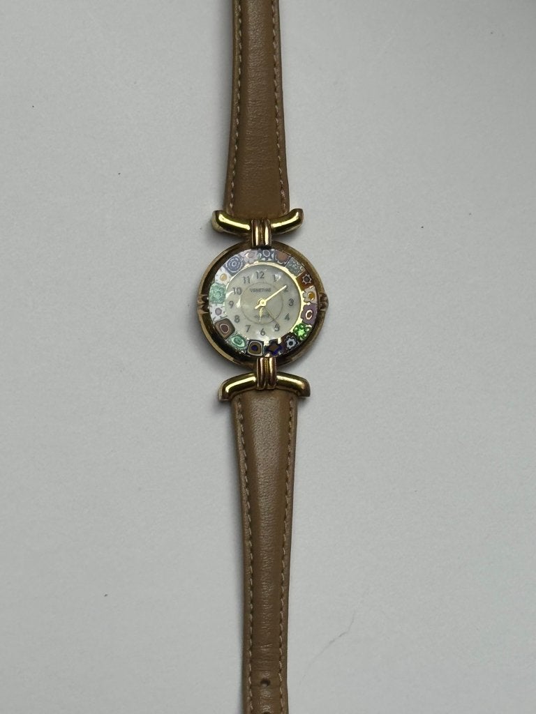 Vintage Murano Millefiori dameshorloge/Ladywatch, Ophalen of Verzenden, Polshorloge, Met bandje