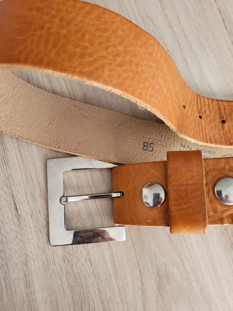 Bruine echt leer riem / Ceinture, Kleding | Dames, Riemen en Ceinturen, Ophalen of Verzenden