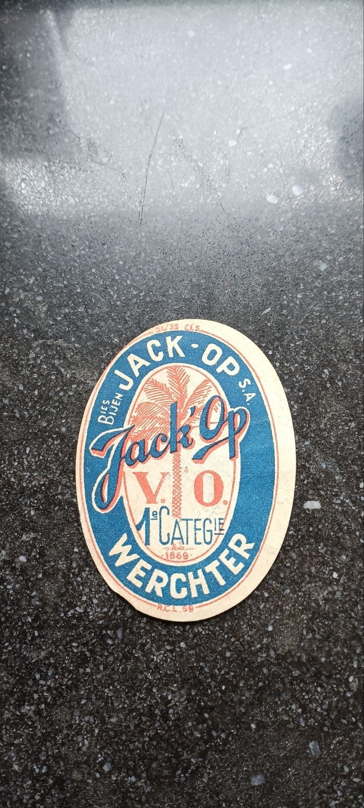 oud bieretiket oude br. Jack - Op Werchter, Ophalen of Verzenden