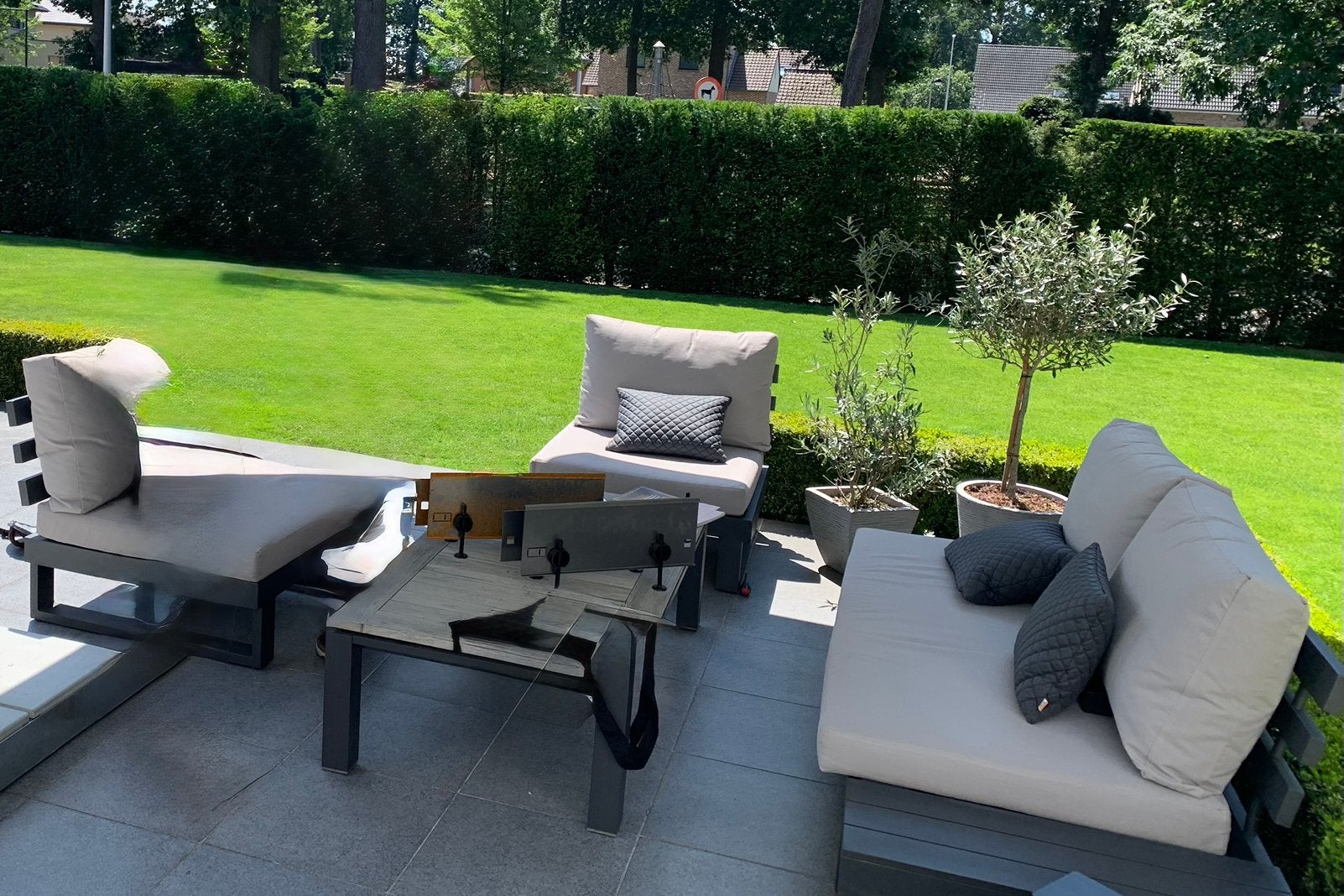 Loungeset grijs, Tuin en Terras, Ophalen, 4 zitplaatsen, Gebruikt, Aluminium