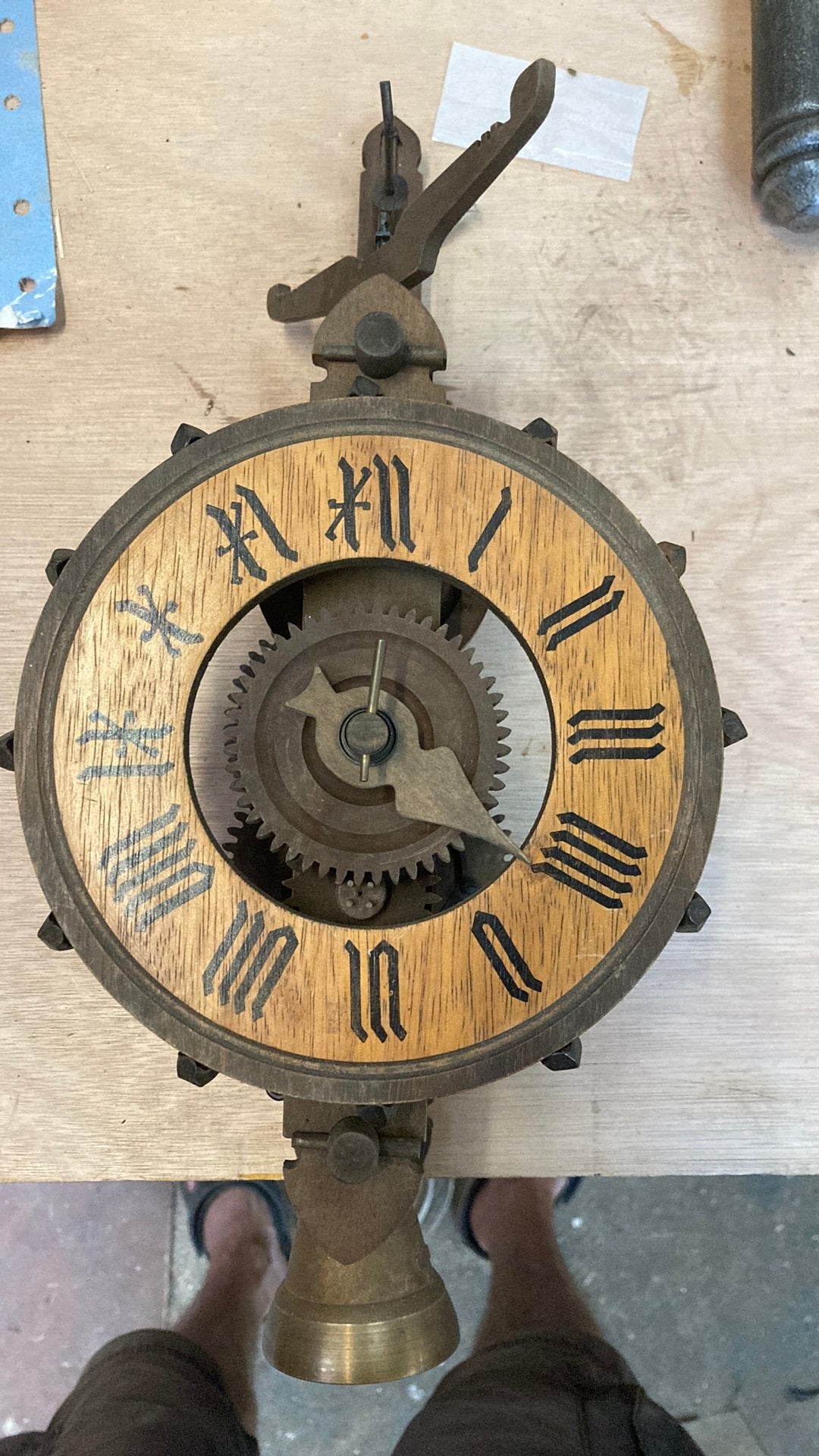 Houten klokmechanisme, Antiek en Kunst, Ophalen of Verzenden