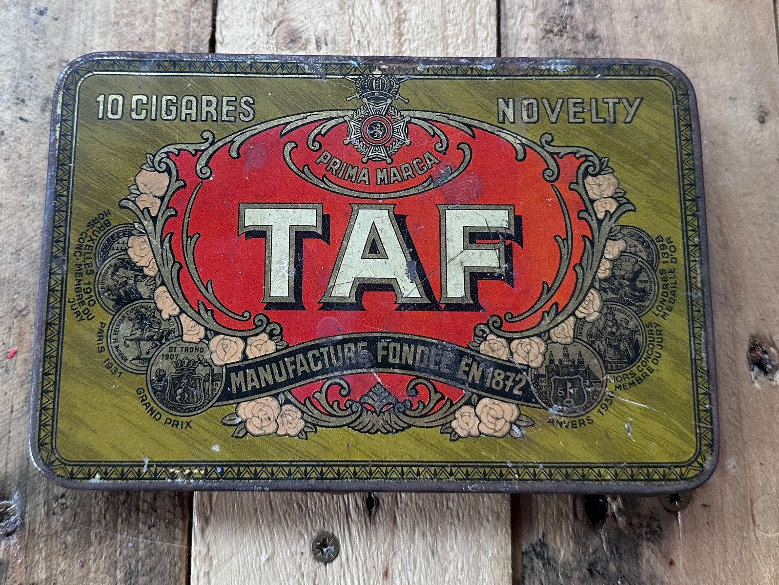 Oud TAF sigarenblik “10 Cigares Novelty, Verzamelen, Ophalen of Verzenden, Gebruikt