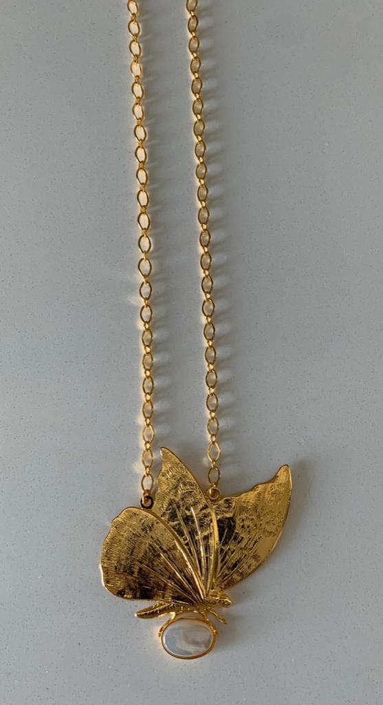 Superbe Sautoir Papillon Youm Neuf, Handtassen en Accessoires, Kettingen, Ophalen, Nieuw, Goud, Goud