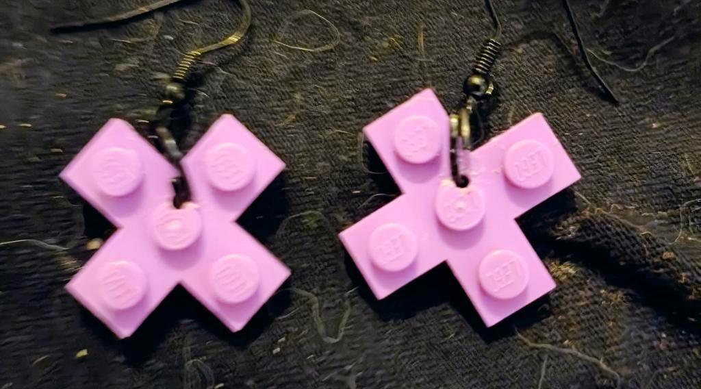Paarse Lego oorbellen, Handtassen en Accessoires, Oorbellen, Ophalen of Verzenden, Nieuw, Paars, Hangers