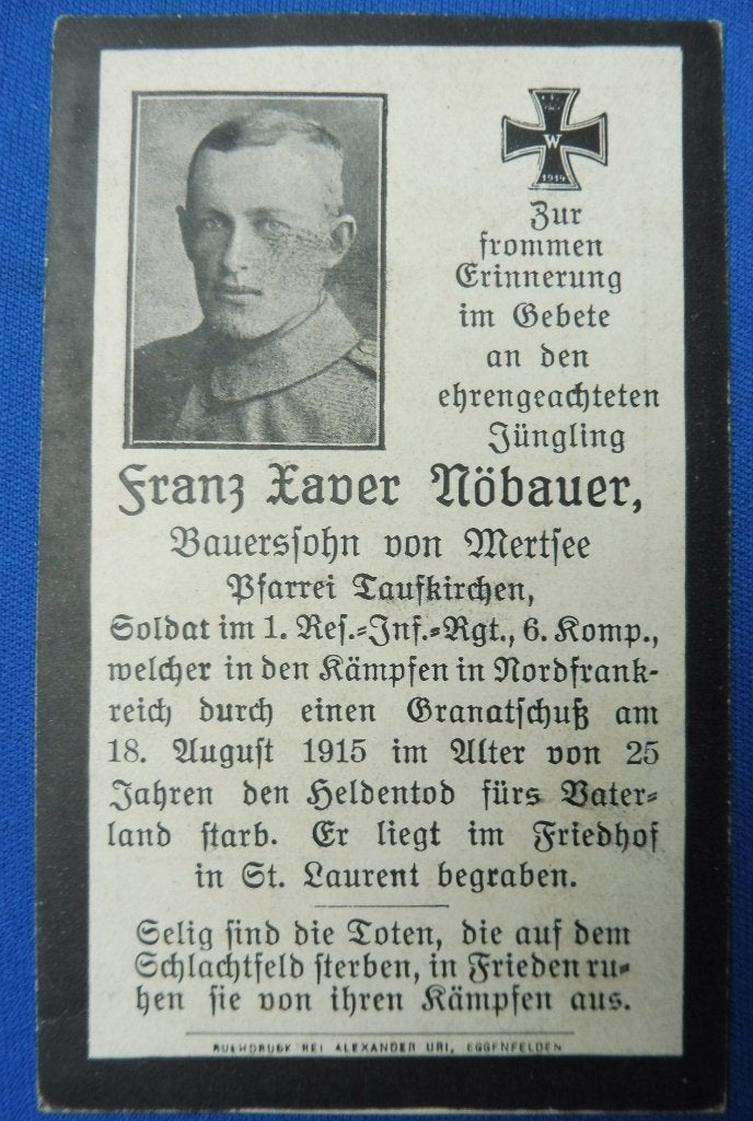 WO1 Duitse bidprent Duitse soldaat gesneuveld 1915 te Arras, Verzamelen, Verzenden, Landmacht, Overige typen