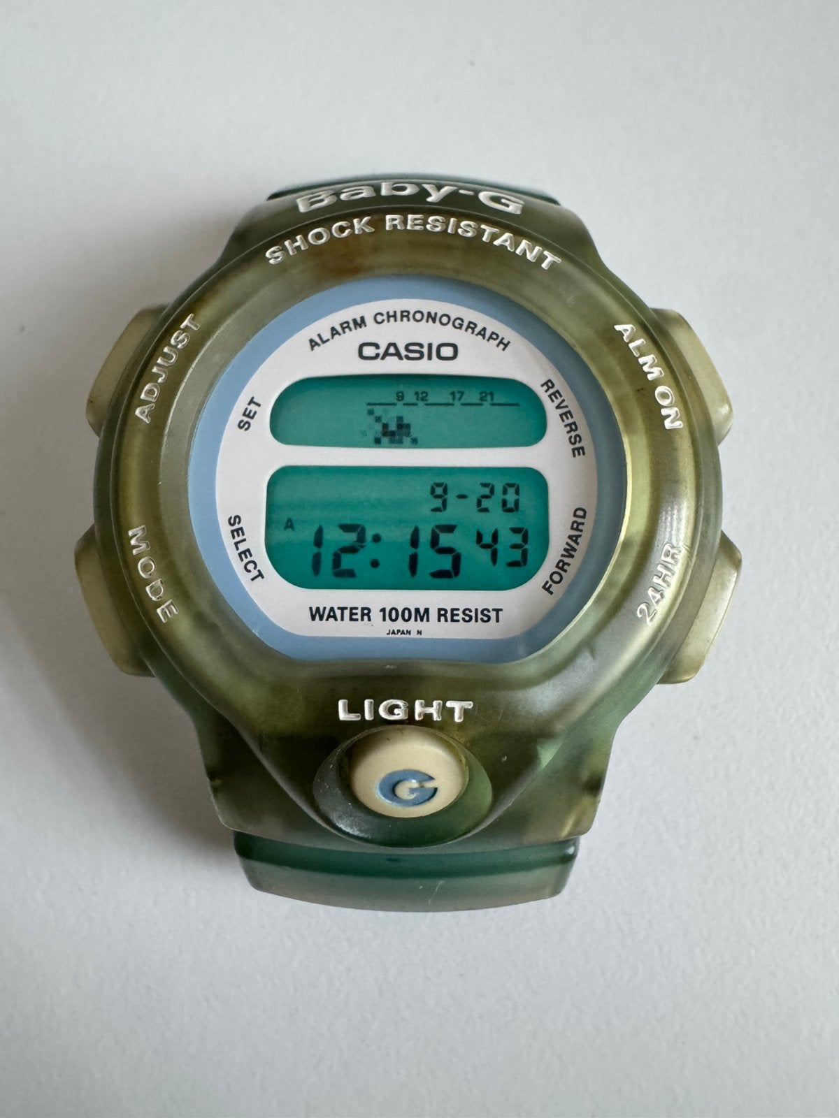 Casio Baby-G BG-141 Korea Y - nieuwe batterij - zonder riem, Ophalen of Verzenden, Gebruikt, Groen, Jongen of Meisje