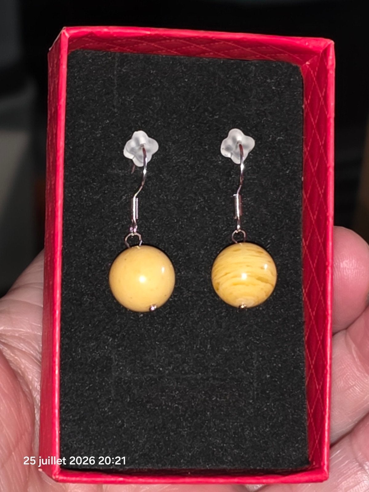 Boucles d'oreilles avec ambre naturelle, Bijoux, Sacs & Beauté, Boucles d'oreilles, Neuf, Enlèvement, Avec pierre précieuse, Argent
