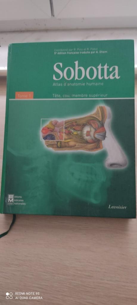 Sobotta - Atlas d'anatomie humaine TOME 1 - Lavoisier, Livres, Enlèvement ou Envoi, Autres sciences, Lavoisier, Comme neuf