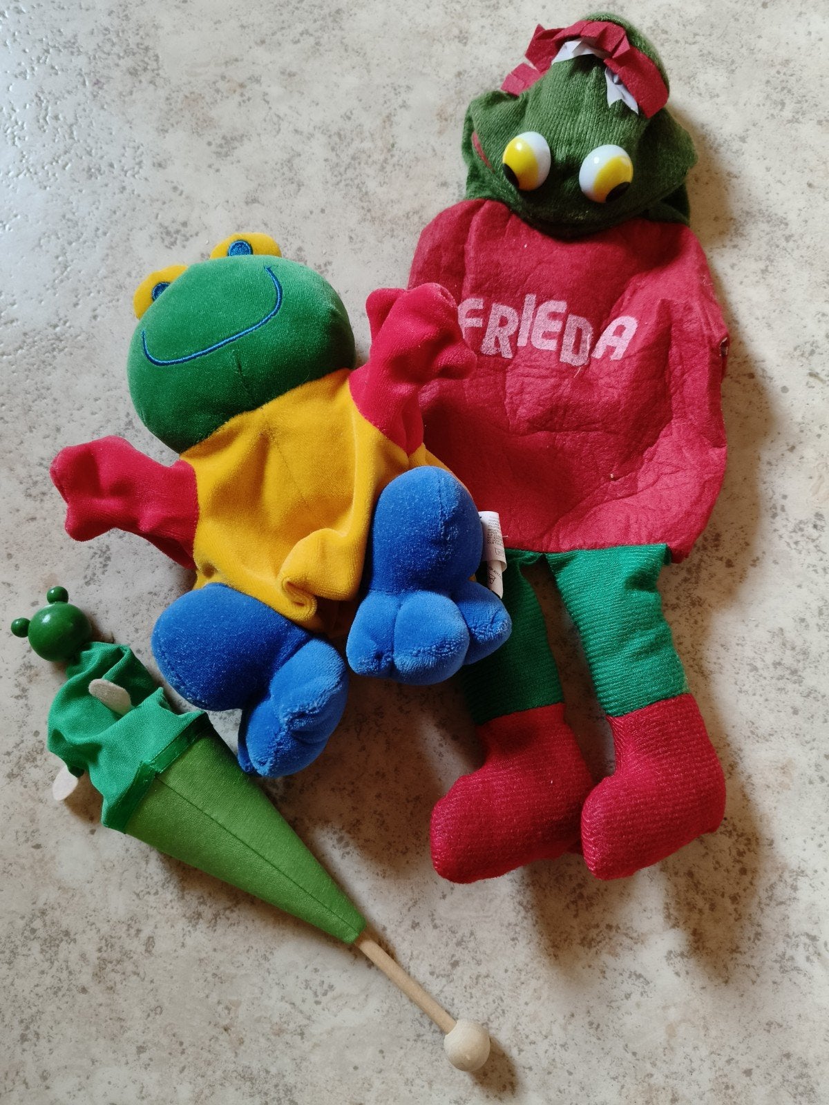 handpoppen kikker en Stokpopje, Kinderen en Baby's, Ophalen