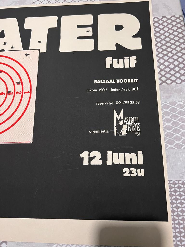 Vintage Poster theater debat fuif, Verzamelen, Gebruikt, Deurposter of groter, Rechthoekig Liggend, Ophalen of Verzenden